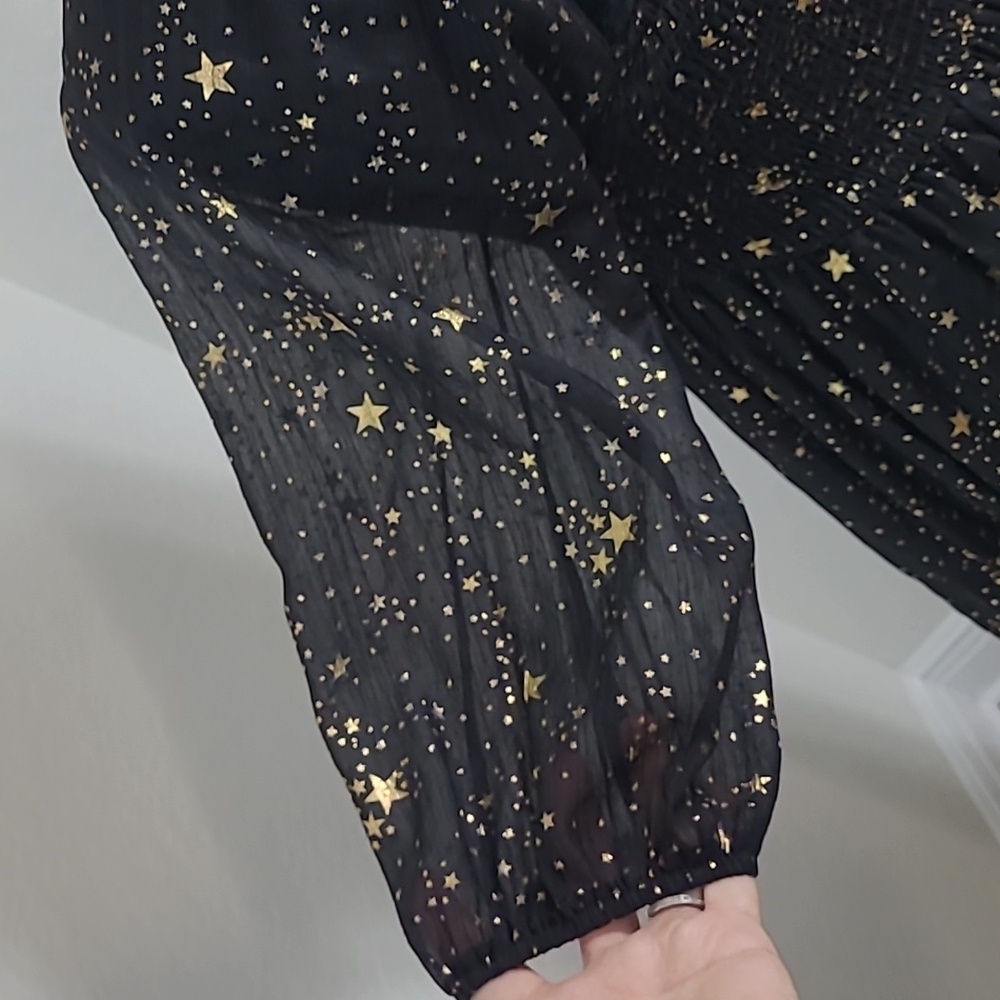 Nasty Gal Black and Gold Star Pattern Maxi Dress Party, Prom Size 2 - Picture 8 of 11